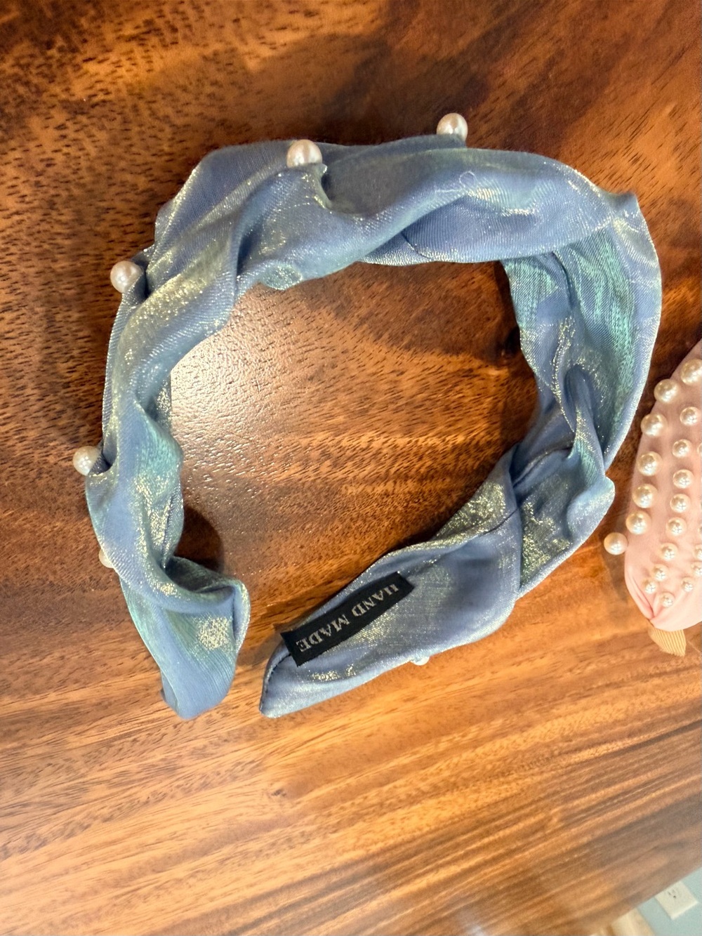 Pearl Embellished Knotted Headband Set Pink & Navy Boutique Hair Accessories - Picture 7 of 10